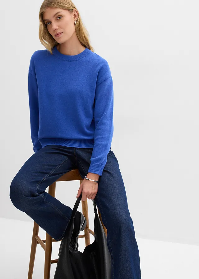 Oversized trui van puur katoen • edelsteenblauw • product-page.page-title-suffix