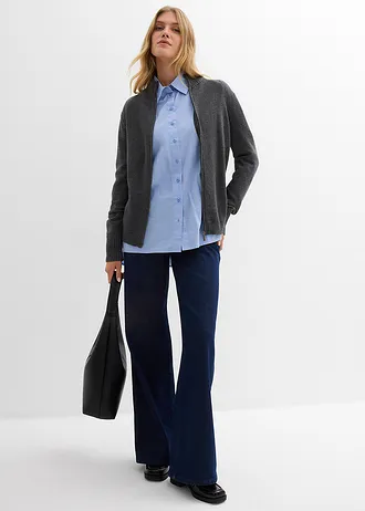 Pletený kabátek z čisté organické bavlny • antracitový melír • bonprix obchod