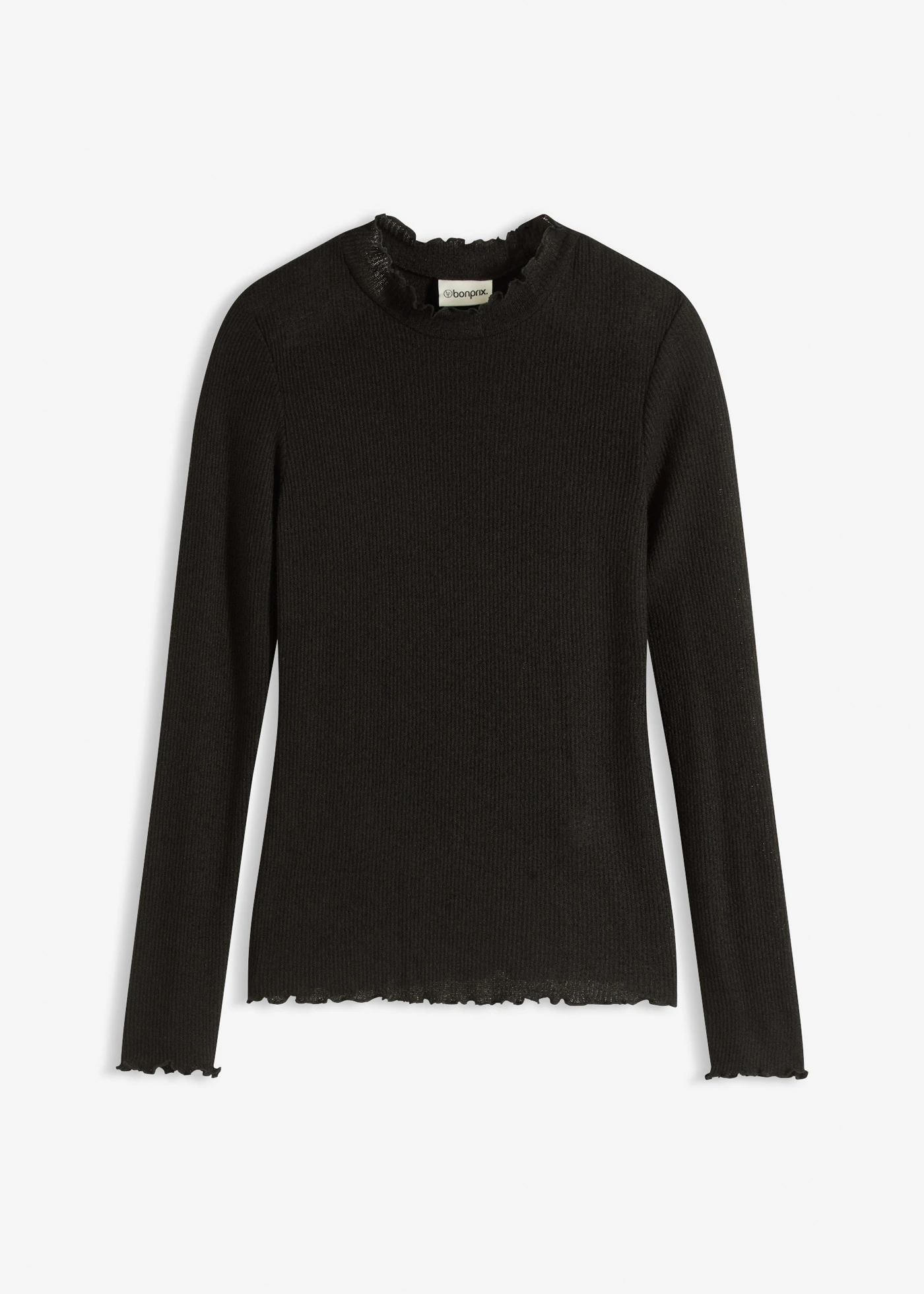 Žebrované tričko z viskózové směsi • černá • bonprix obchod