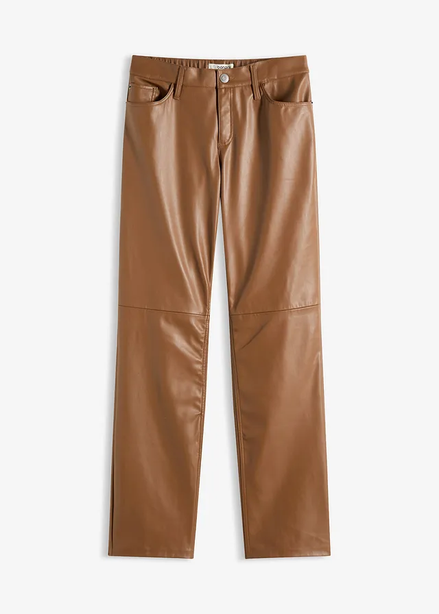 Pantaloni din imitație de piele cu talie comodă