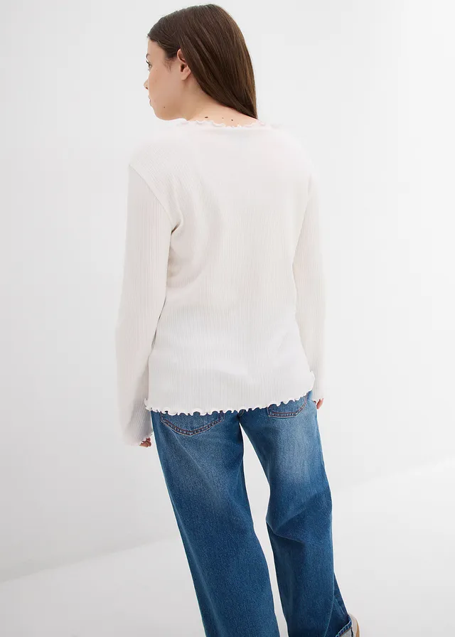 Longsleeve van biologisch katoen, Kleur: wolwit