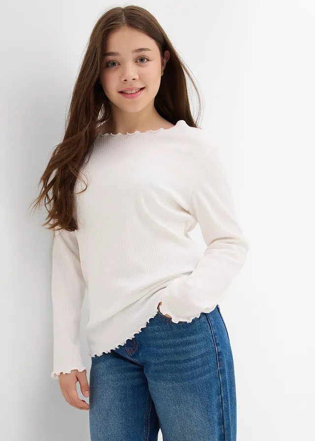 Longsleeve van biologisch katoen, Kleur: wolwit