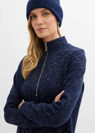 Mikinové šaty s límečkem na zip • tmavě modrá • bonprix obchod