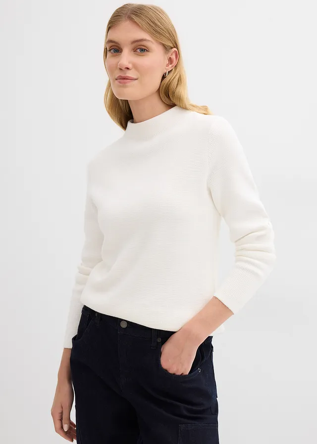 Pull à col montant, Couleur: écru