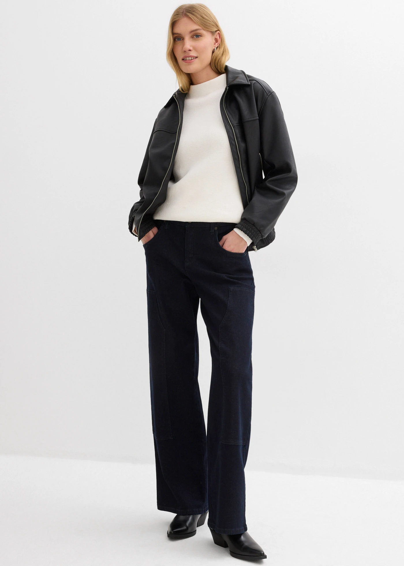 Sweter ze stójką • biel wełny • sklep bonprix