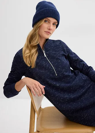 Mikinové šaty s límečkem na zip • tmavě modrá • bonprix obchod