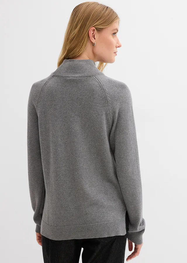 Pull col roulé 100% coton • gris chiné • product-page.page-title-suffix