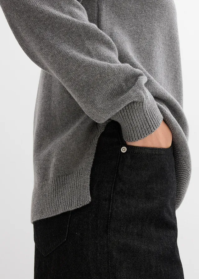 Pull col roulé 100% coton • gris chiné • product-page.page-title-suffix
