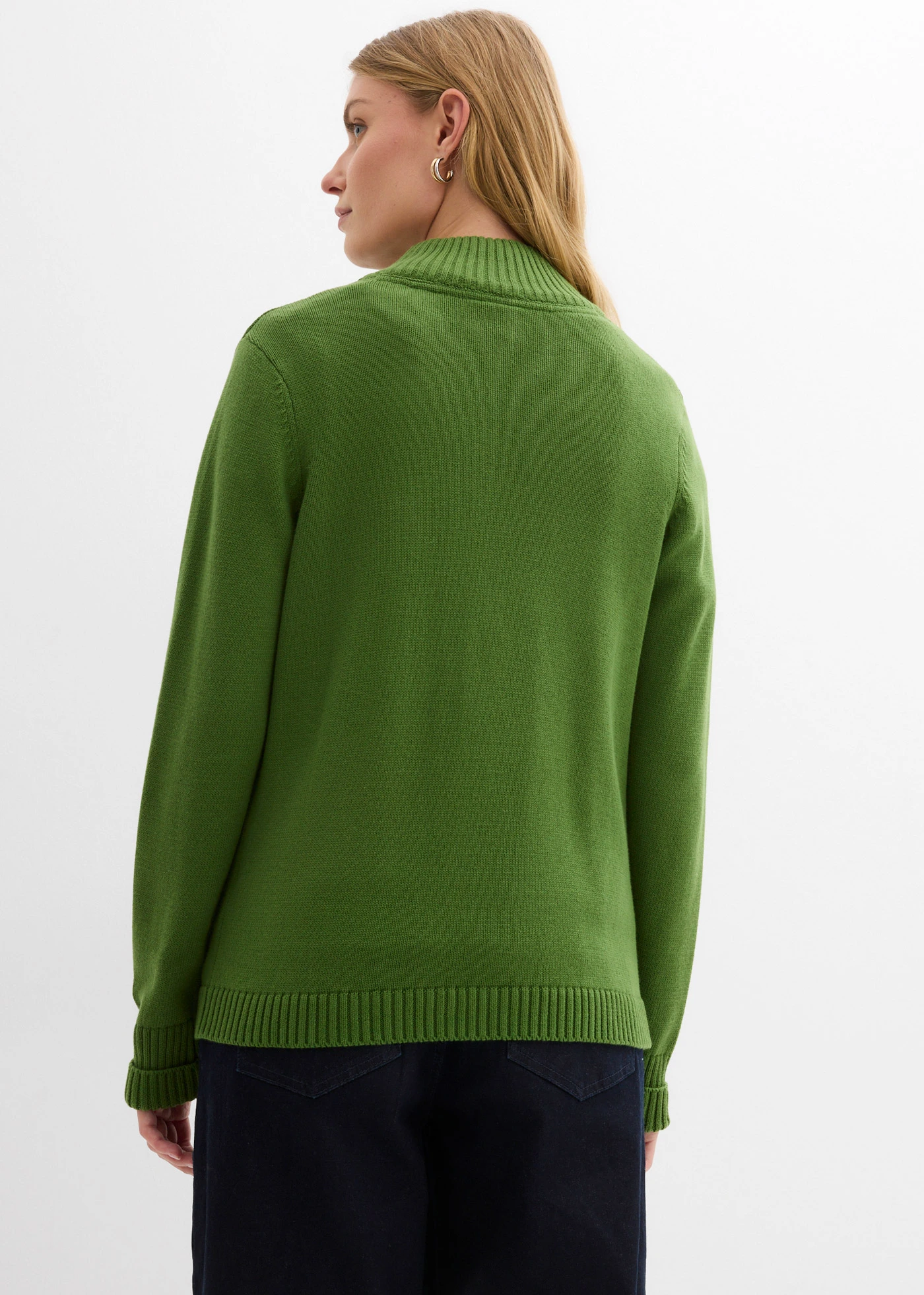 Gebreid vest van biologisch katoen • bosgroen • bonprix online shop