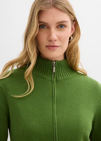 Pletený kabátek z čisté organické bavlny • lesní zelená • bonprix obchod