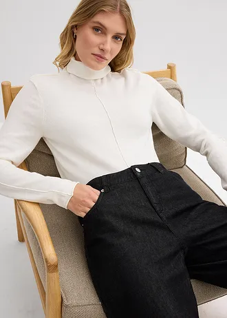 Svetr s rolákovým límcem, z měkké směsi s kašmírem • přírodní bílá • bonprix obchod