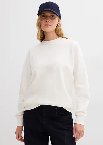Oversized sweater van biologisch katoen, Kleur: wolwit
