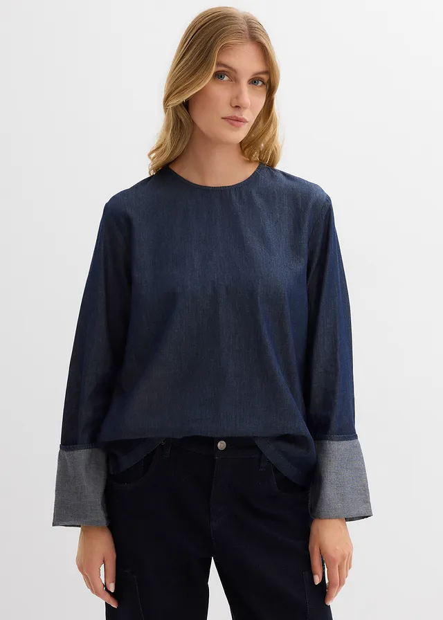 Blouse en jean à manches amples • bleu foncé denim brut • product-page.page-title-suffix