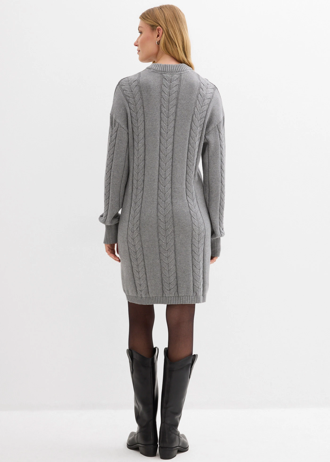 Pletené šaty z čisté bavlny • šedý melír • bonprix obchod