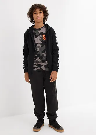 Triko s dlouhým rukávem, z čisté bavlny (3 ks v balení) • bílá + černá + šedá s potiskem • bonprix obchod