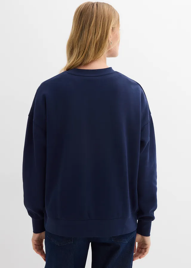 Sweat oversize 100% coton, Couleur: bleu foncé