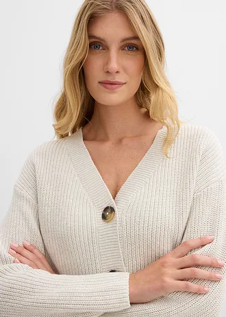 Kabátek ze silnější pleteniny z čisté bavlny • přírodně bílý melír • bonprix obchod