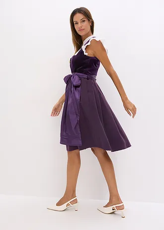 Dirndl met fluweel in midi lengte (2-dlg. set) • donkerpaars • bonprix online shop