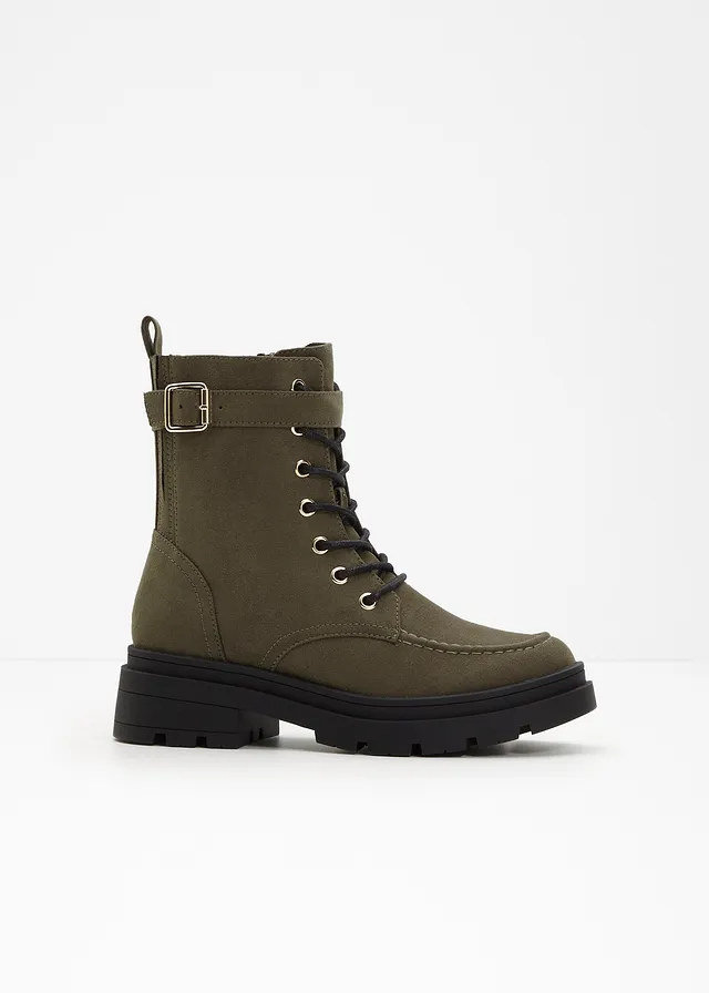 Boots lacées avec boucle, Couleur: olive