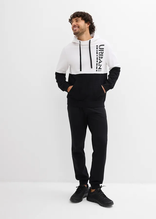 Sweat à capuche, slim • noir-blanc imprimé • product-page.page-title-suffix