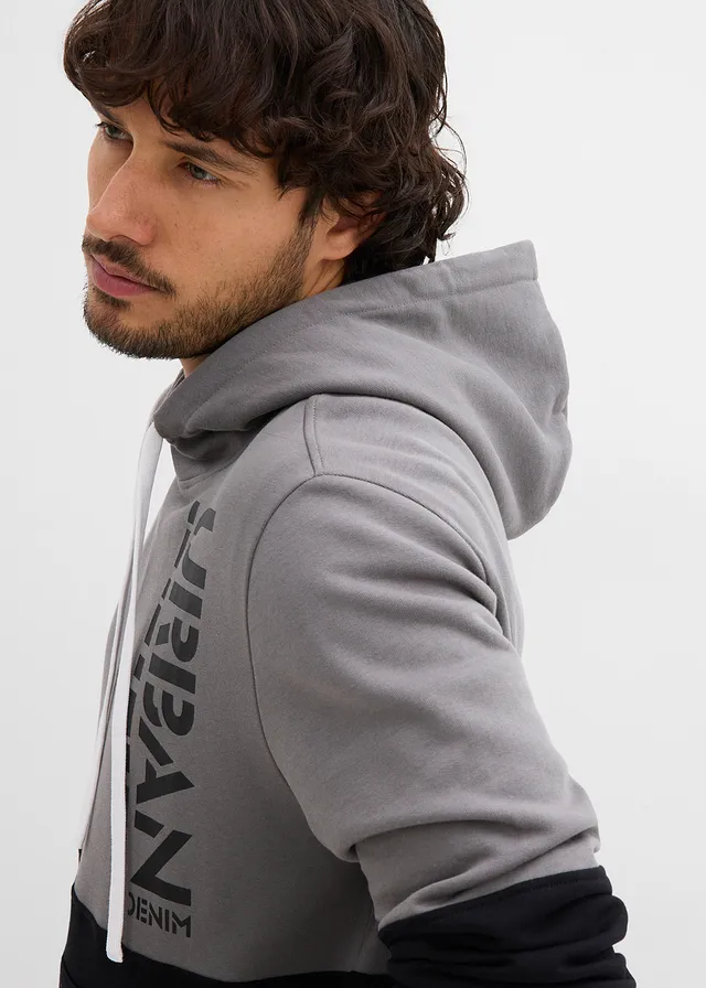 Sweat à capuche, slim • noir/gris fumé imprimé • product-page.page-title-suffix