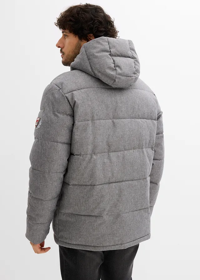 Gewatteerde outdoor jas, Kleur: grijs gemêleerd