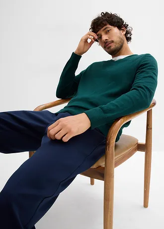 Svetr z jemné pleteniny s luxusní merino vlnou • tmavě zelená • bonprix obchod