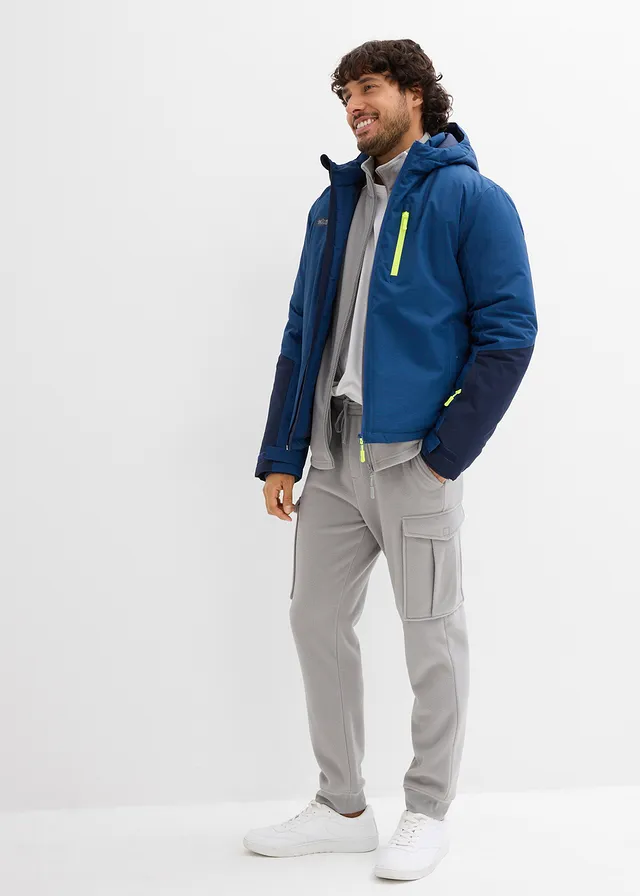Parka d’hiver technique et imperméable, Couleur: bleu-bleu foncé-jaune chiné