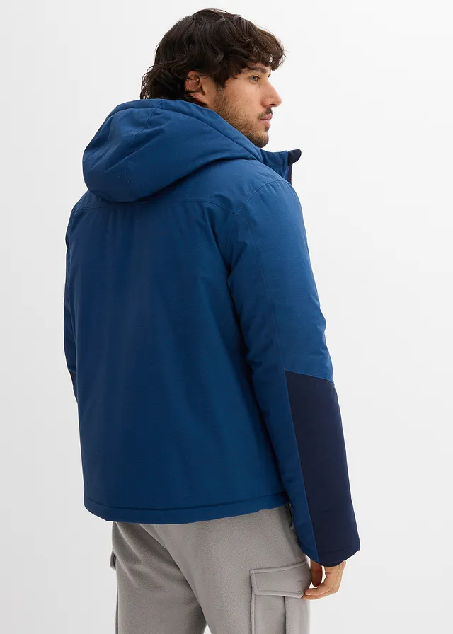 Parka d’hiver technique et imperméable, Couleur: bleu-bleu foncé-jaune chiné