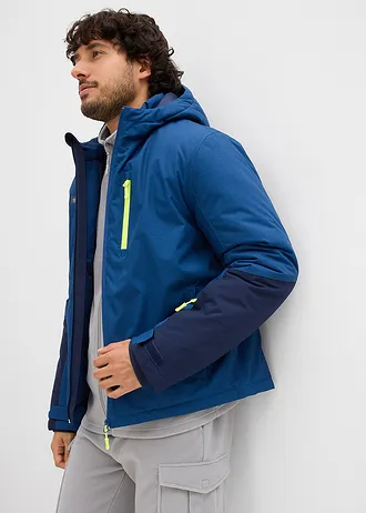 Parka d’hiver technique et imperméable • bleu-bleu foncé-jaune chiné • Boutique bonprix
