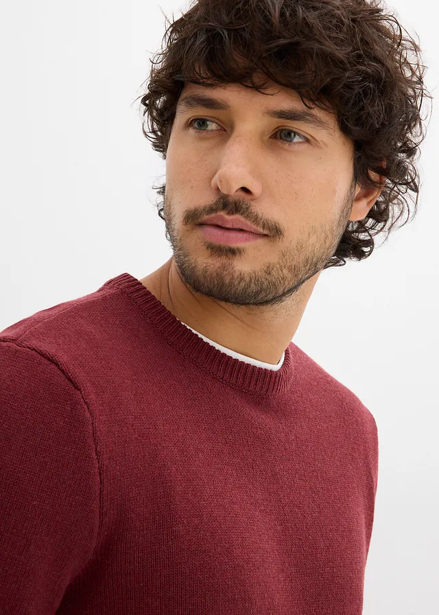 Pull en fine maille, coton recyclé majoritaire • rouge érable • product-page.page-title-suffix