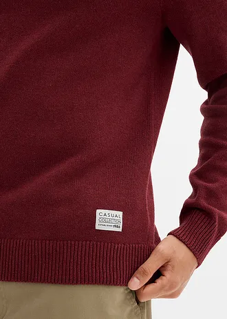 Svetr z jemné pleteniny s recyklovanou bavlnou • javorově červená • bonprix obchod