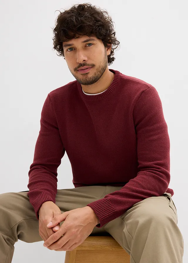 Pull en fine maille, coton recyclé majoritaire • rouge érable • product-page.page-title-suffix