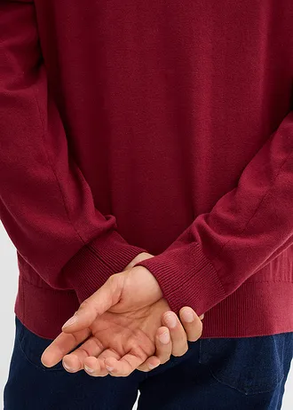 Pulover din tricotaj fin din amestec moale de bumbac • roşu • magazin bonprix