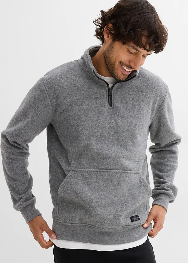 Pull en polaire à col zippé montant • gris chiné chiné • product-page.page-title-suffix