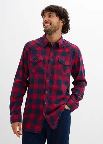 Flanelová košile z čisté bavlny • červeno-tmavě modrá kostkovaná • bonprix obchod