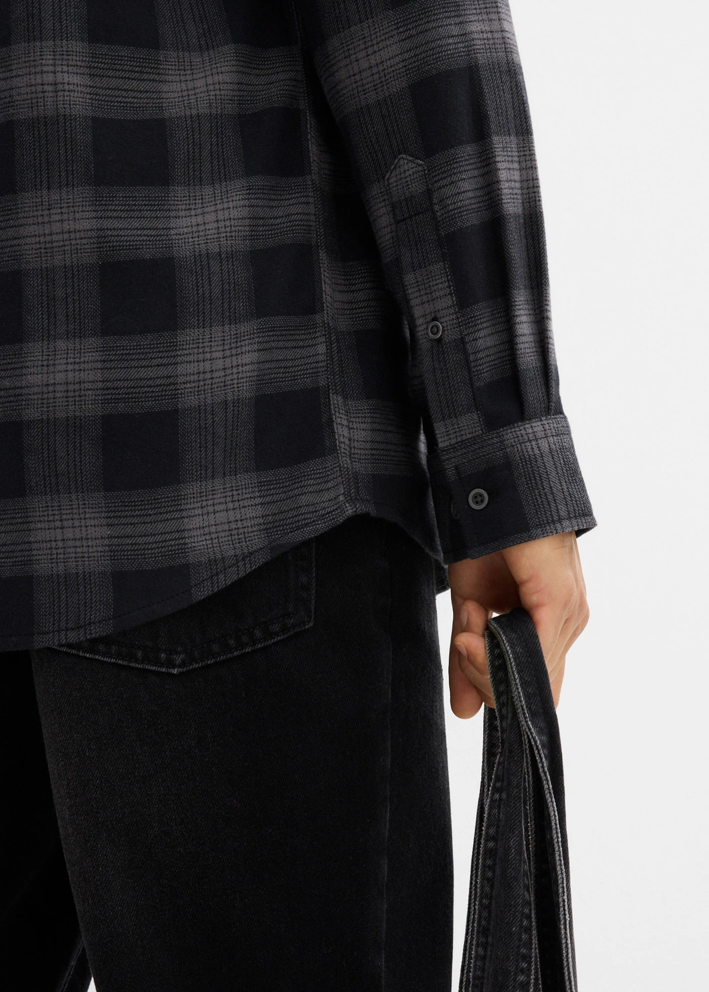 Flanelová košile z čisté bavlny • černo-kouřově šedá kostkovaná • bonprix obchod