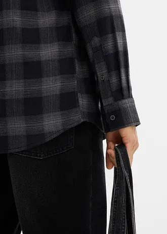 Flanelová košile z čisté bavlny • černo-kouřově šedá kostkovaná • bonprix obchod