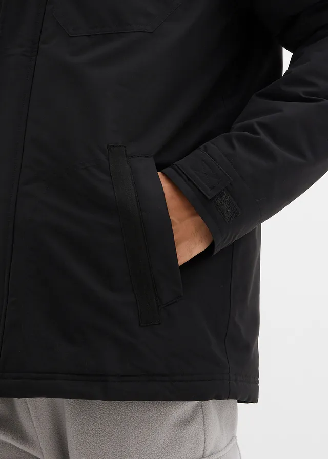 Waterdichte outdoor jas met oprolbare capuchon en epauletten • zwart • product-page.page-title-suffix
