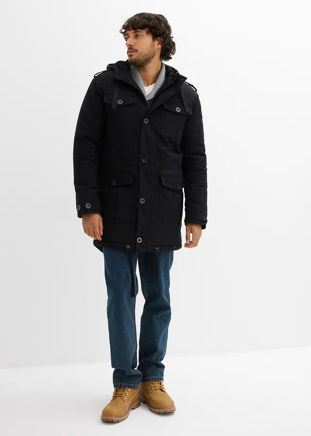 Parka d’hiver style militaire à doublure sherpa douce • noir • product-page.page-title-suffix