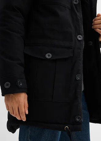 Zimní parka s hebkou flísovou podšívkou • černá • bonprix obchod