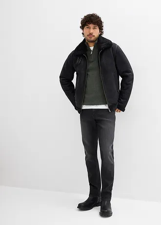 Könnyű Slim Fit farmer, Straight • fekete denim • bonprix áruház