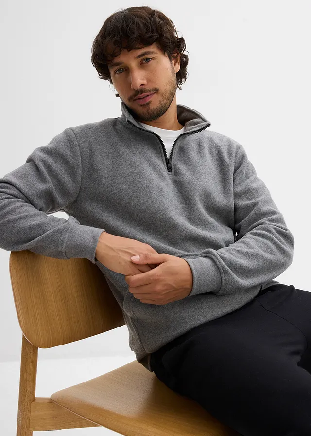 Pull en polaire à col zippé montant • gris chiné chiné • product-page.page-title-suffix