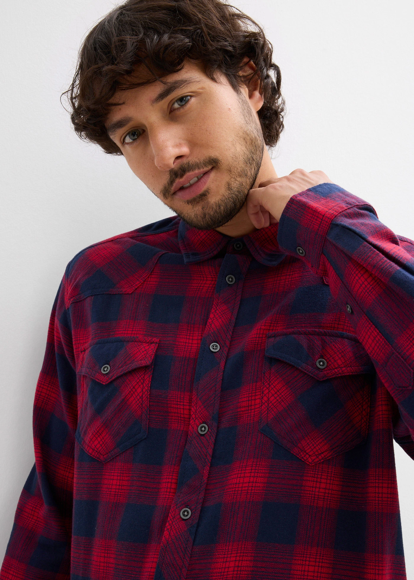 Flanelová košile z čisté bavlny • červeno-tmavě modrá kostkovaná • bonprix obchod