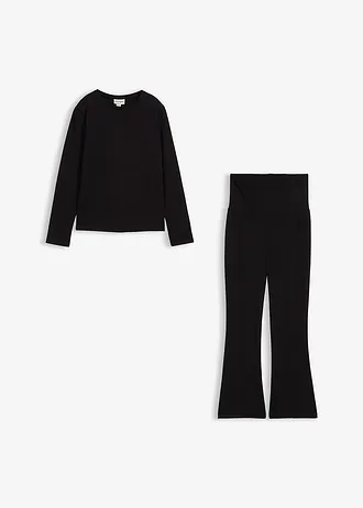 T-shirt manches longues et pantalon en jersey (ens. 2 pces) • noir • Boutique bonprix