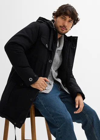 Parka d’hiver style militaire à doublure sherpa douce • noir • Boutique bonprix