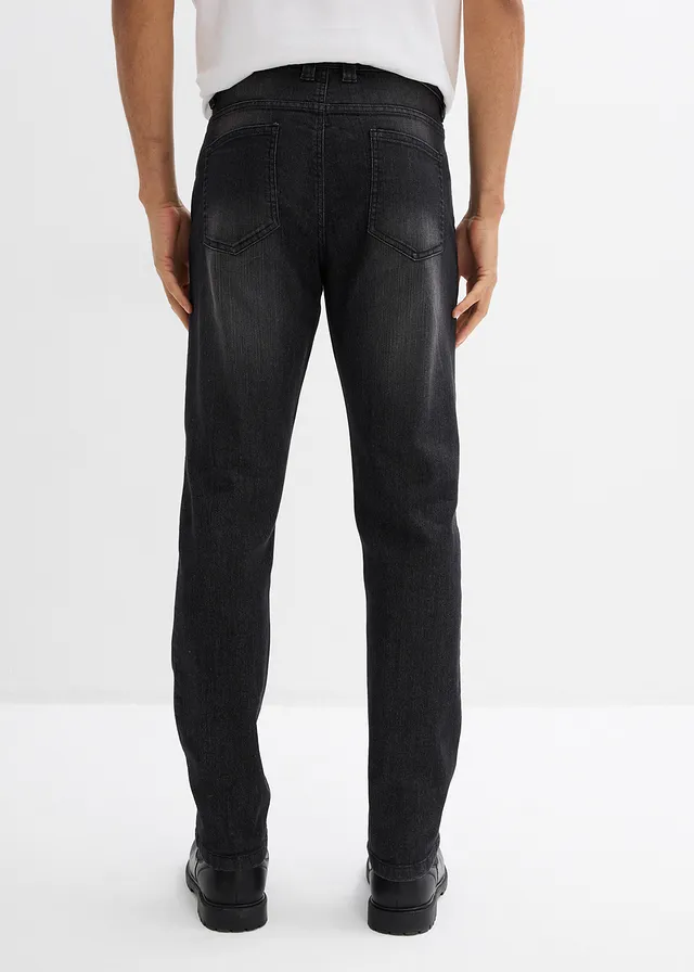 Jean slim léger, droit, Couleur: noir denim