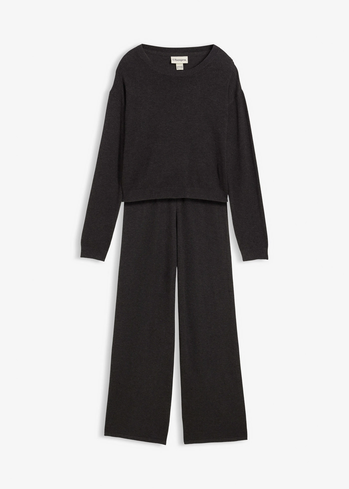 Svetr z jemné pleteniny a pletené kalhoty z měkké viskózové směsi (2dílná souprava) • antracitový melír • bonprix obchod