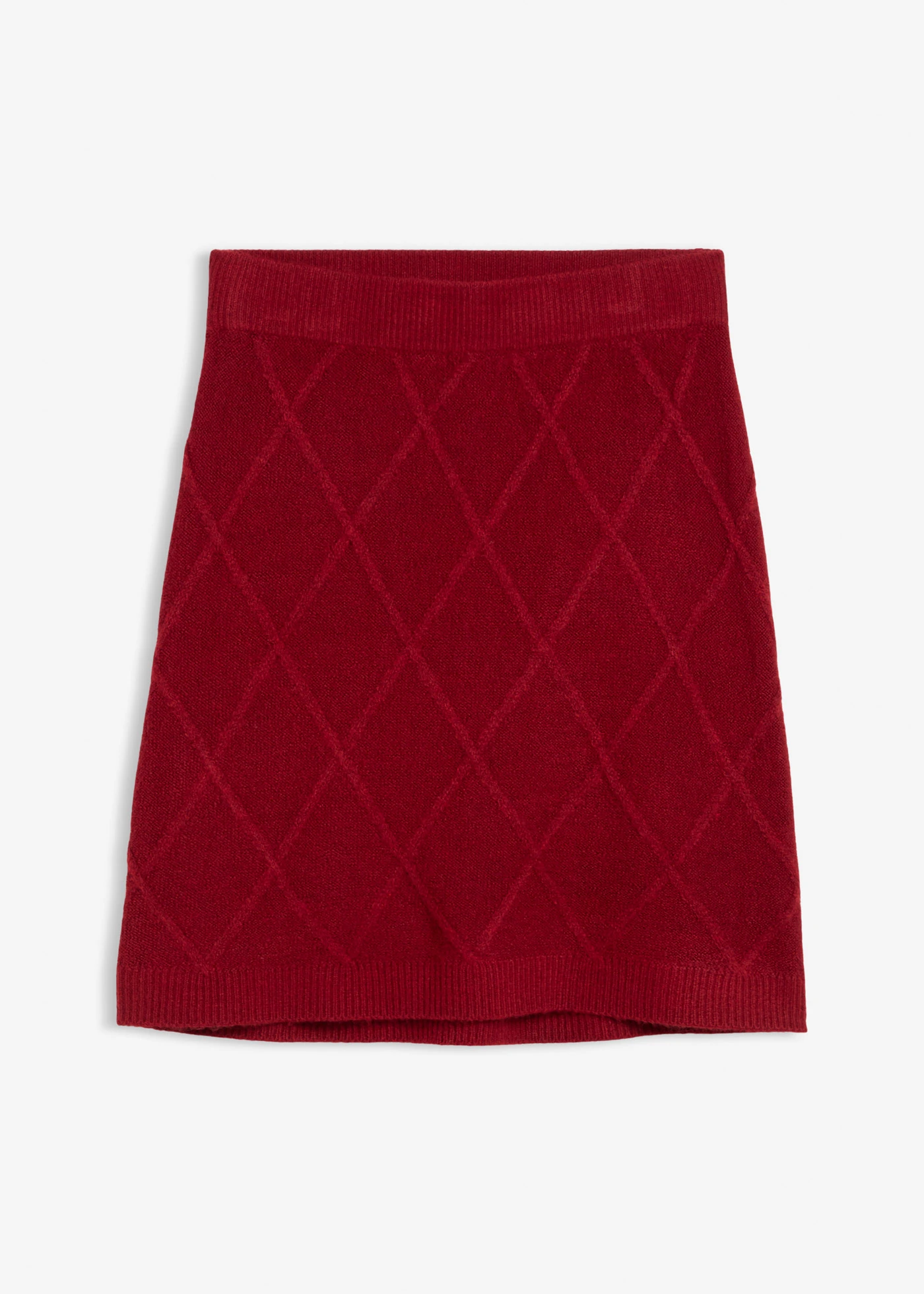 Pletená sukně s copánkovým vzorem • rudá • bonprix obchod