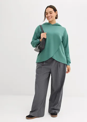 Mikina s kapucí z měkké viskózové směsi, barva: šedozelená